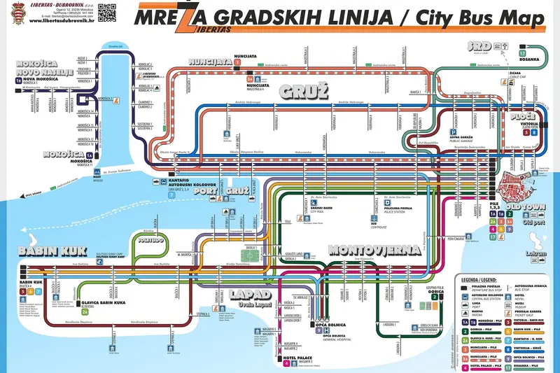 map of Dubrovnik city bus network.