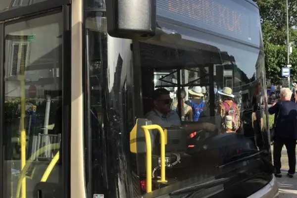 front entrance doors of Dubrovnik city bus