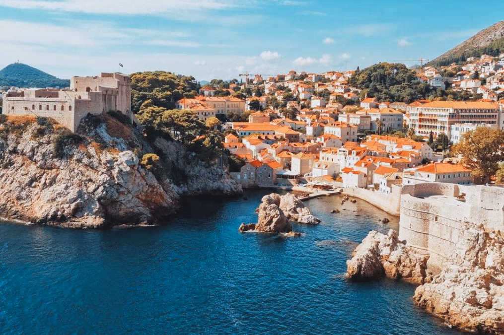 Dubrovnik Castle surrounded by medieval city walls above the Adriatic.