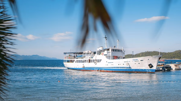 Passenger ferry docking at an Elafiti Island near Dubrovnik.