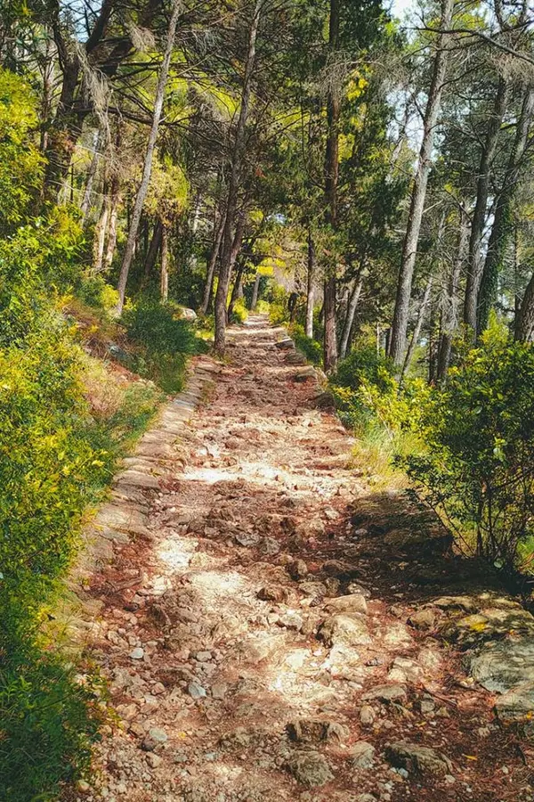 MZigzag switchbacks on the Mount Srđ hiking trail above Dubrovnik.