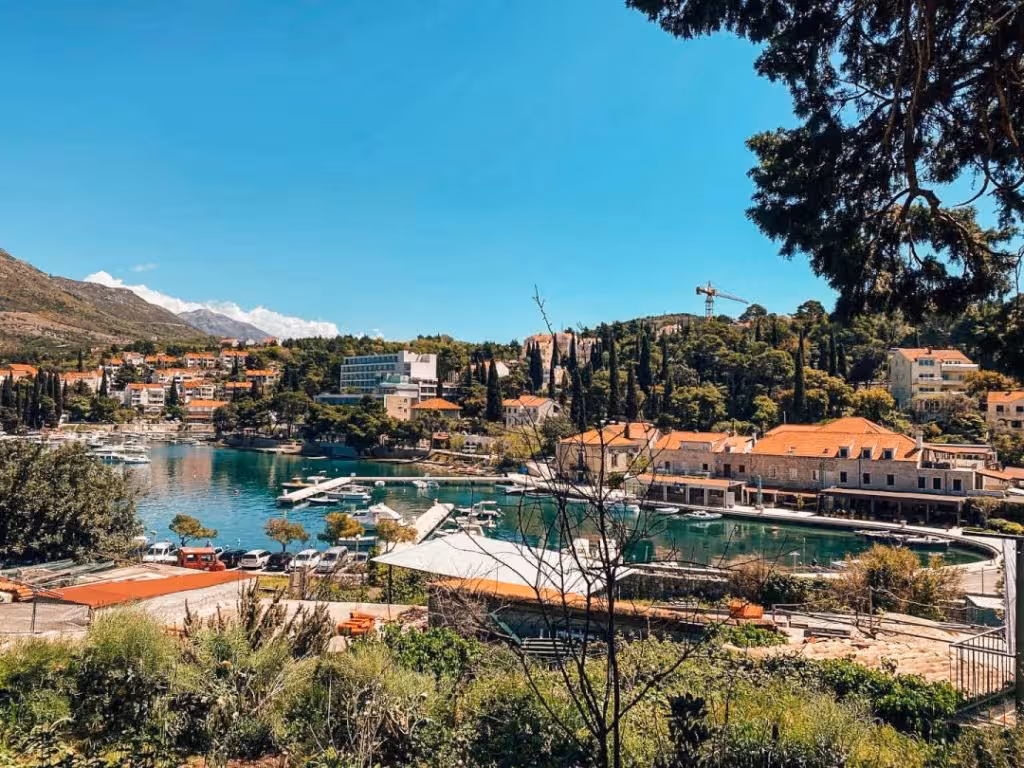row of hotels along Cavtat coastline by sea