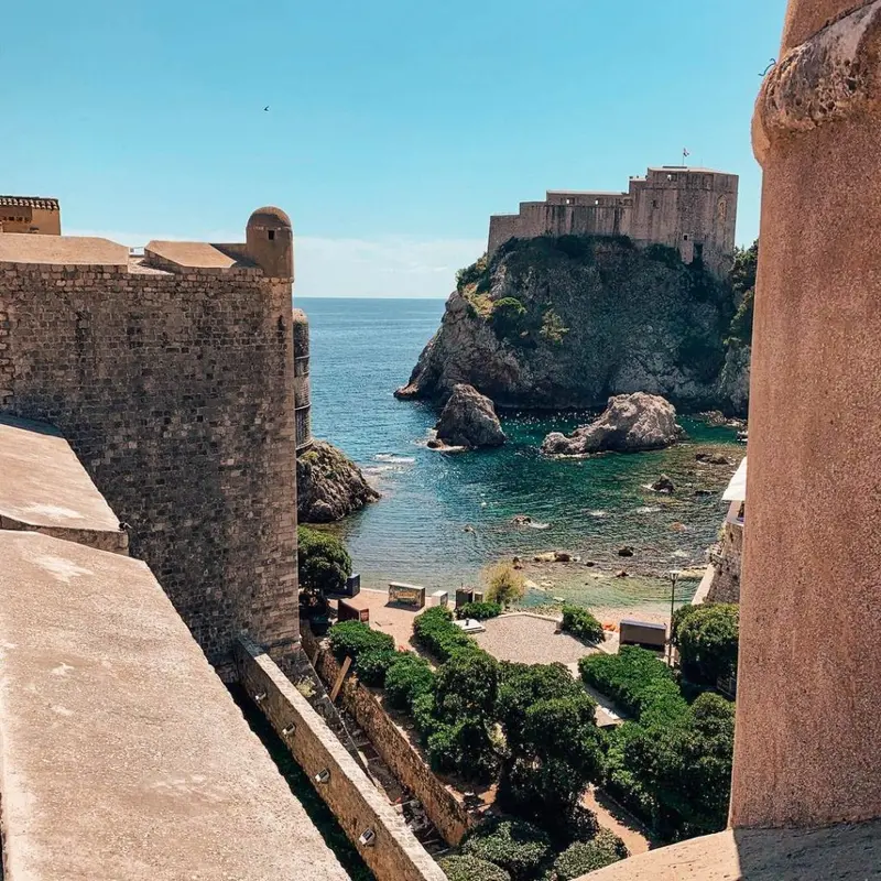 PLovrijenac Fortress perched on a cliff above the sea west of Old Town.