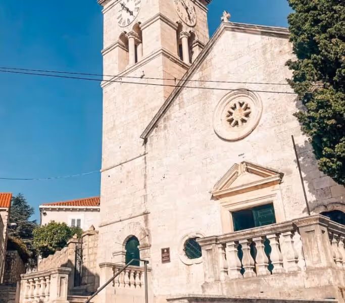 Church of St. Nicholas (Crkva sv. Nikole) in Cavtat, exterior facade and bell-tower
