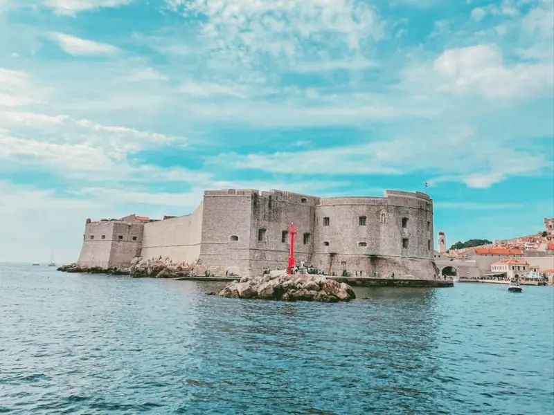 Boat-level view of St. John Fort, part of the city's seaward defenses.