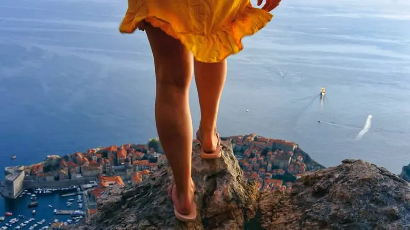 Panoramic view of Dubrovnik Old Town and islands from the top of Mount Srđ.