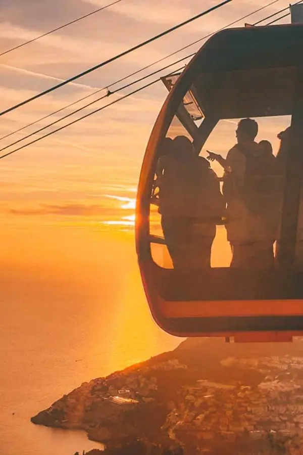 Sunset from Mount Srđ with the islands glowing on the horizon.