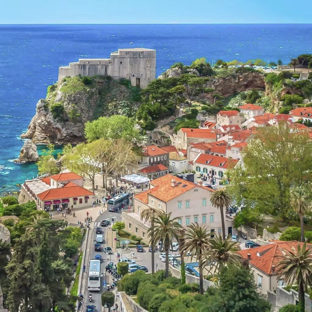 Dubrovnik traffic jam near city entrance during summer