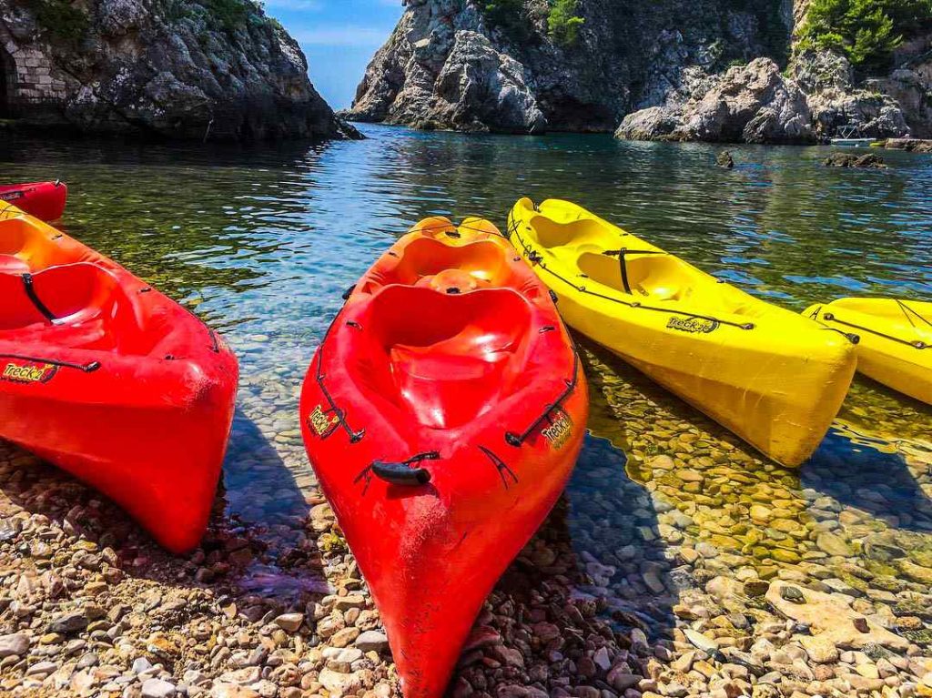 Kolorina (Pile) Bay below Lovrijenac Fortress—popular kayak launch in Dubrovnik.