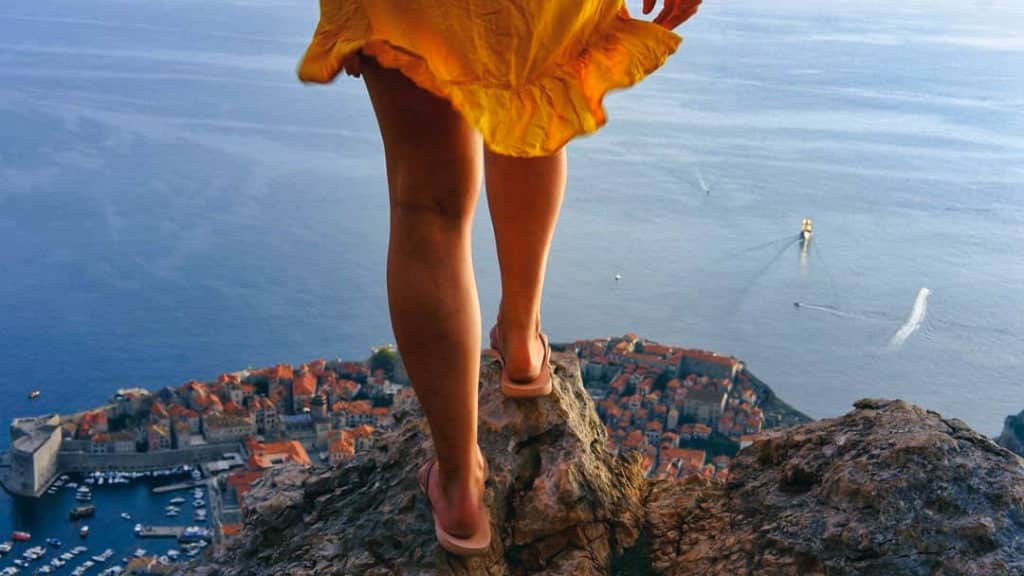 Panoramic view of Dubrovnik Old Town and islands from the top of Mount Srđ.