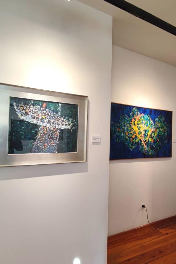 Paintings hung in the Dulčić Masle Pulitika Gallery lower floor.
