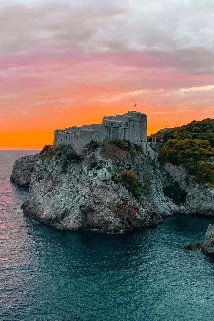 Lovrjenac Fortress rising on a 37-meter sea cliff outside the walls.