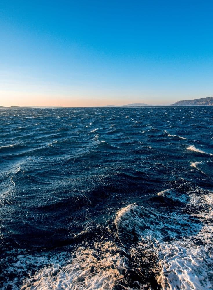 Adriatic Sea Waves with Croatian coast in the background