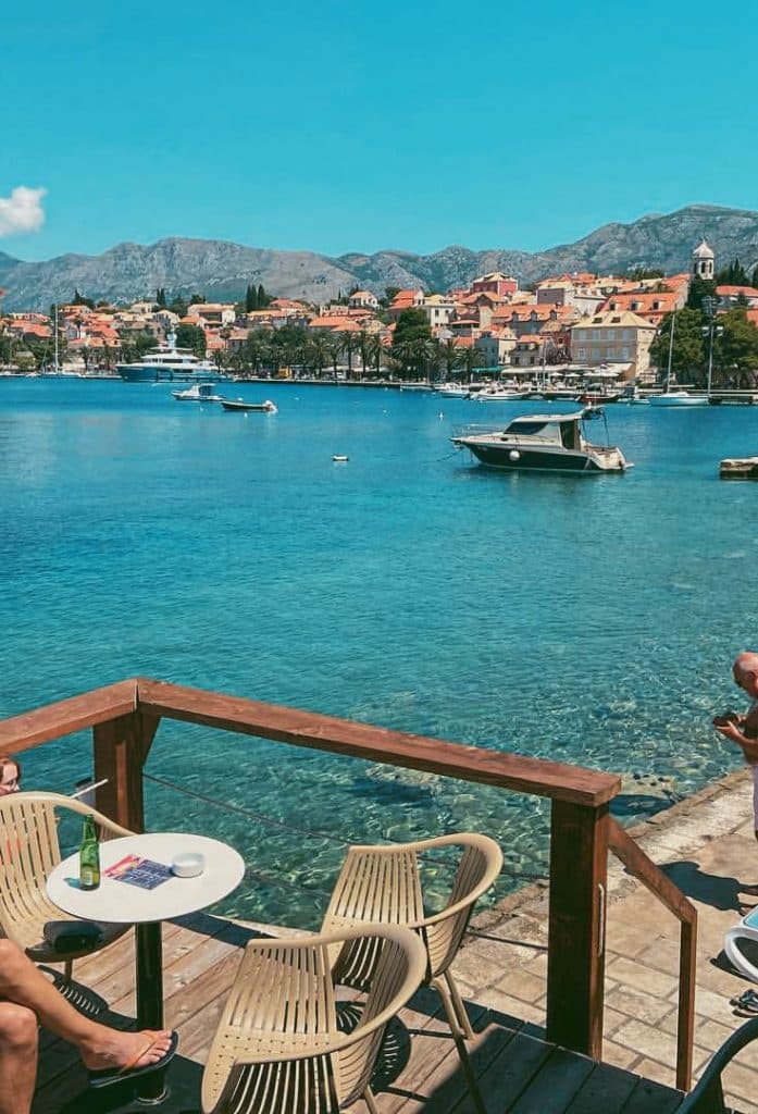 Banac is a stone pier and concrete beach looking at Cavtat Old Town