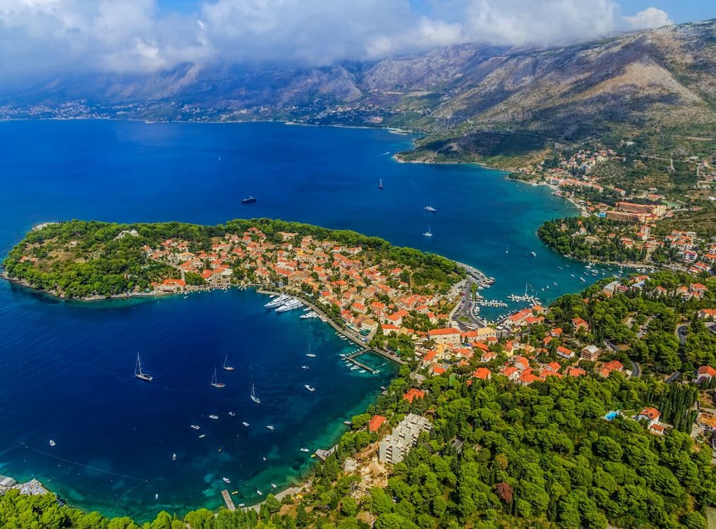 Aaerial Image of Cavtat Town where bus number 10 arrives