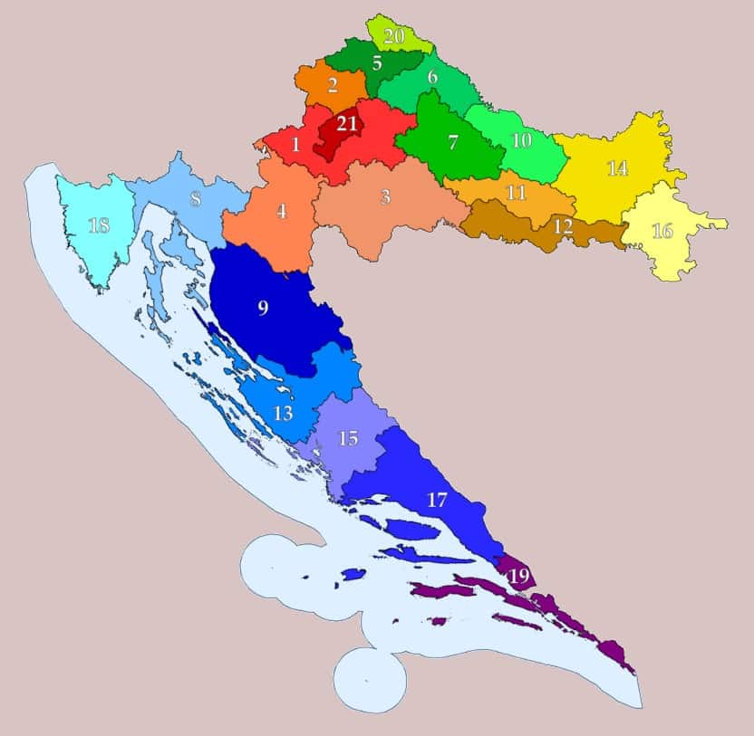 Map of Croatian Counties
