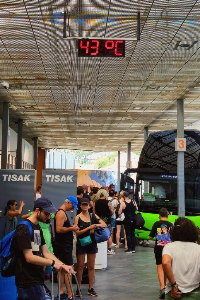Dubrovnik bus Terminal with passengers waiting for busses to arrive