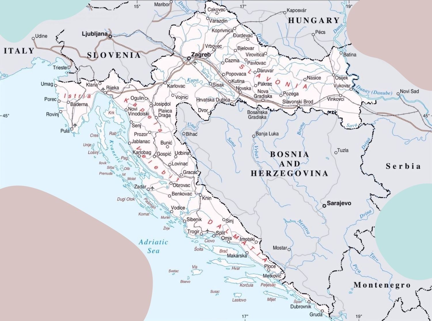 Geographical Map of Croatia