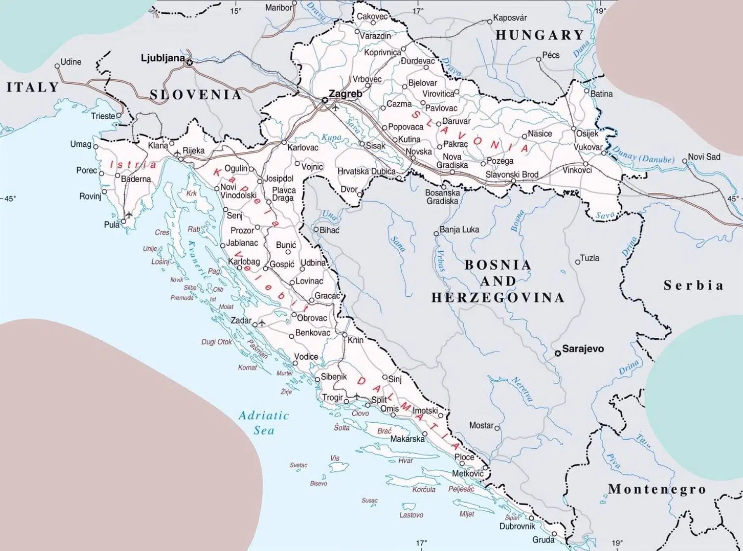 Geographical Map of Croatia