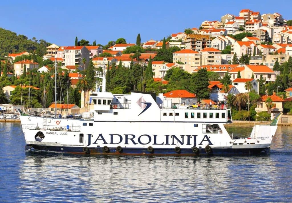 Hanibal lucic ferry sailing past Dubrovnik