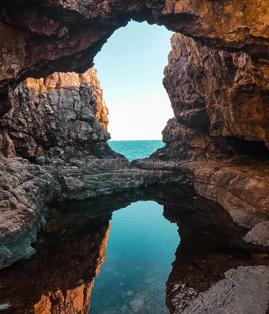 Popular Eye on Lokrum Island, rocky bridge created by nature