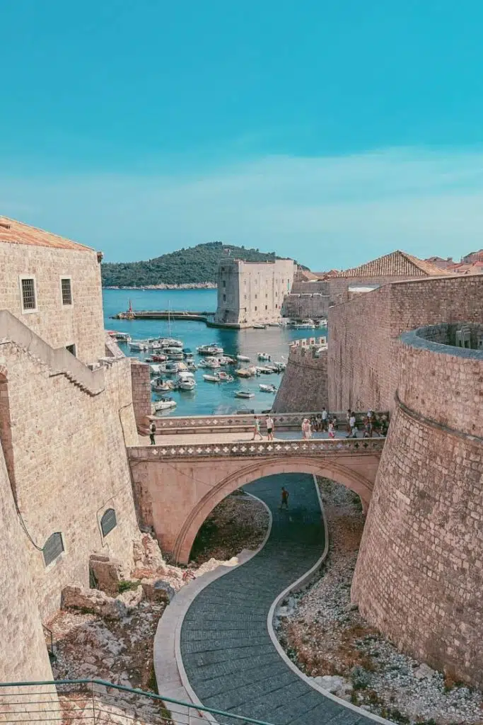 St. John Fort in distance, in front of drawbridge leading from ploče Gate