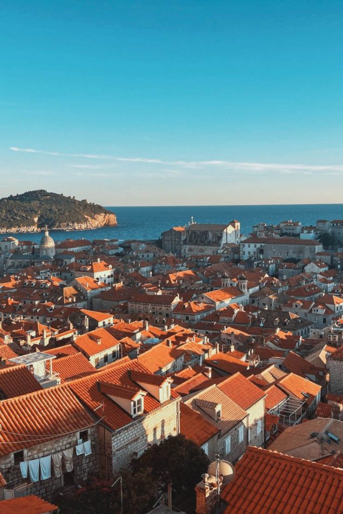 Sunset View on Old Town and Lokrum Island from Minčeta Fort