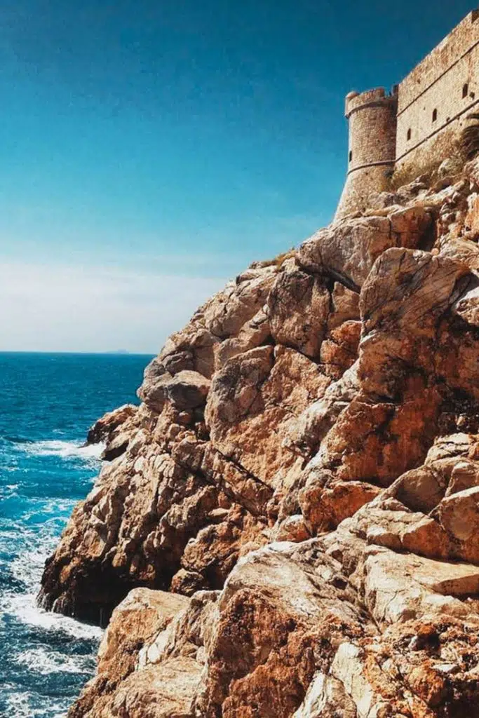 View at Buza beach cliffs under the Old Town walls