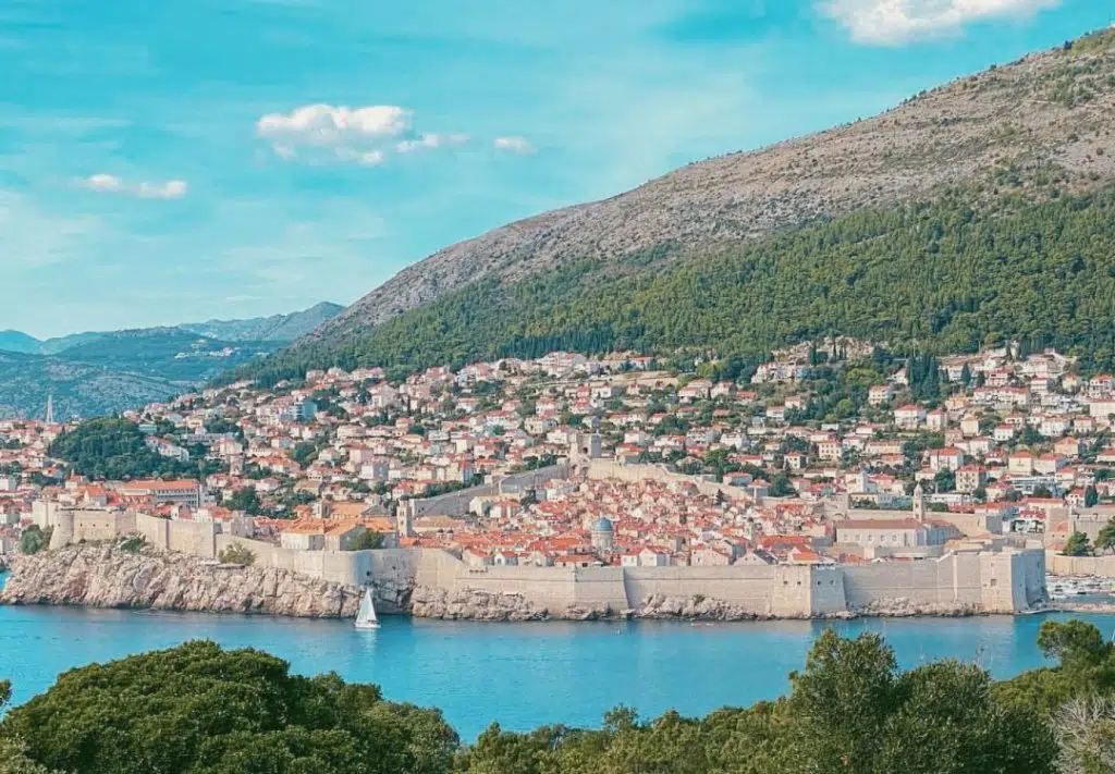 Dubrovnik Walls history is long and rich. Photo of the south side of walls from Lokrum island.