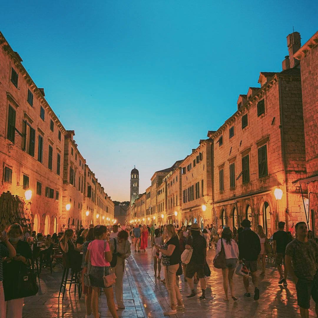 Walking down Stradun Street, Dubrovnik