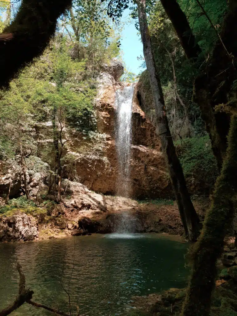 Butori is a 10m high waterfall runs out of Jugov creek and falls into a pool, then disappears into an sinkhole.