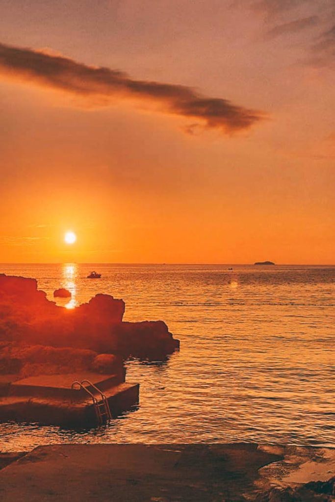 Danče beach sunset sea and ships